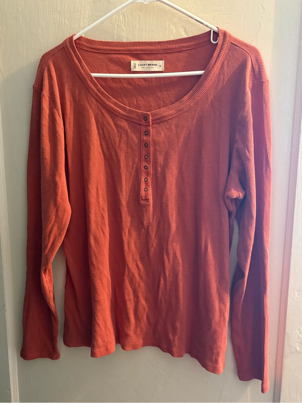 Lucky Brand Women's Long-Sleeve Ribbed Henley Top